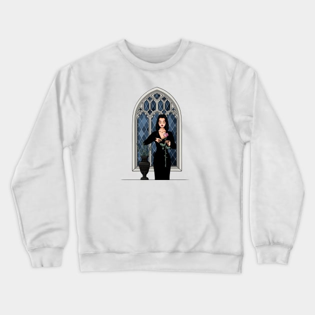 Morticia Addams roses Crewneck Sweatshirt by dinainbloom